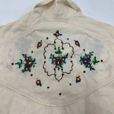 Vintage 90s Madman Cream Embroidered Western Button Up Shirt Men's XL
