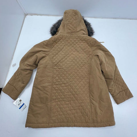 Studio Works Women's NWT Brown Quilted Faux Fur Hood Parka Coat Size 1X
