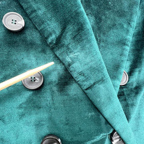 Free People Green Velvet Ashby Double Breasted Blazer Jacket Women's L