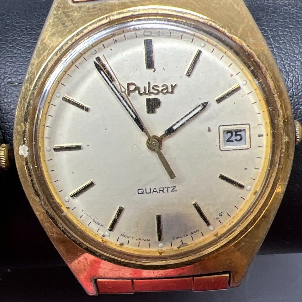 2 Pulsar Analog Date Watches Lot Untested for Parts or Repair