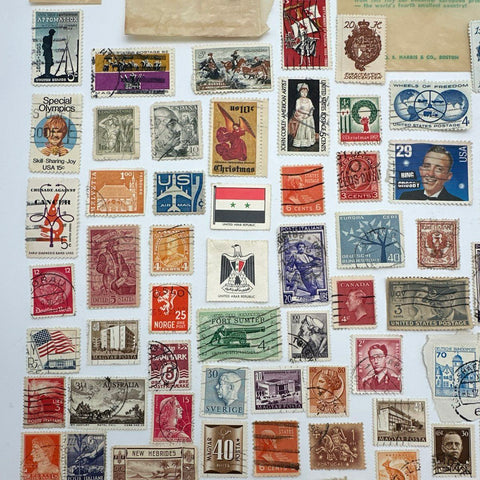 Worldwide Postage Stamp Lot Vintage USA Canada Europe Mystic Stamp Co 200 Pcs