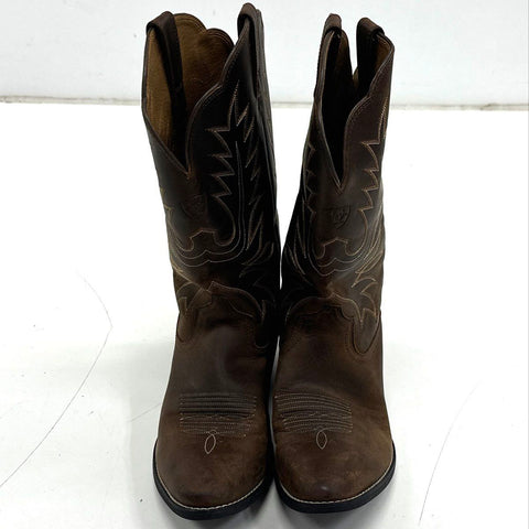 Ariat Heritage Western R-Toe Brown Leather Cowboy Boots Women's Size 9.5 B