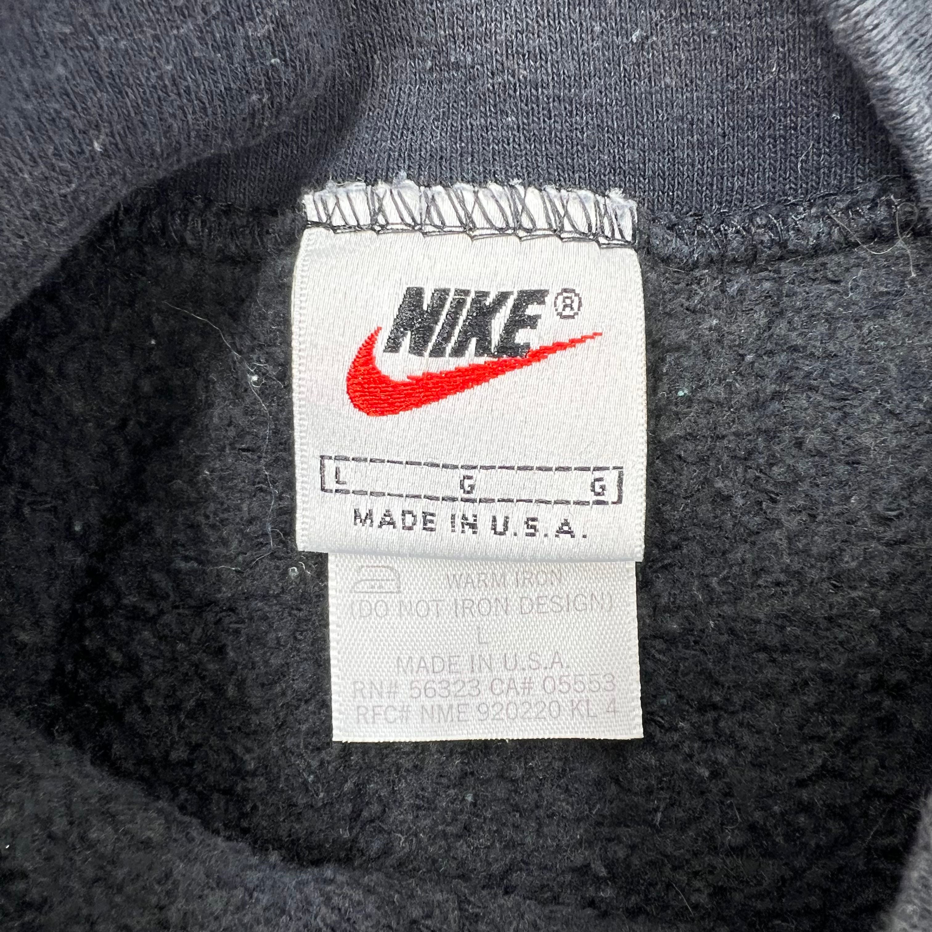 Vintage 90s Nike Black Mock Neck Swoosh Sweatshirt Made in USA Men's Size L