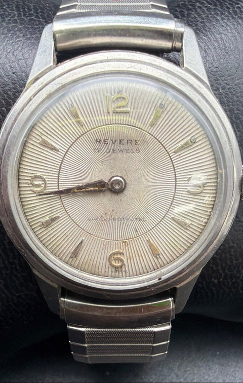 Vintage Revere 17 Jewels Watch Stainless Steel Shock Protected Speidel Band