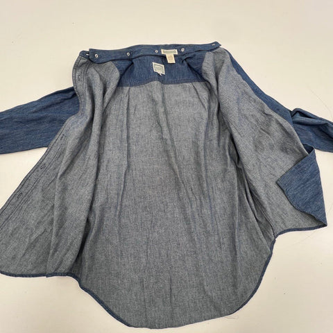 Vintage 90s Hairston Roberson Women's Blue Denim Pearl Collar Shirt Jacket M/L