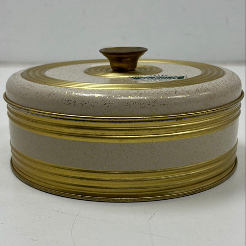 Vintage Guildcraft Dexter Round Metal Tin LeeWards Exclusive Gold Fleck Cream