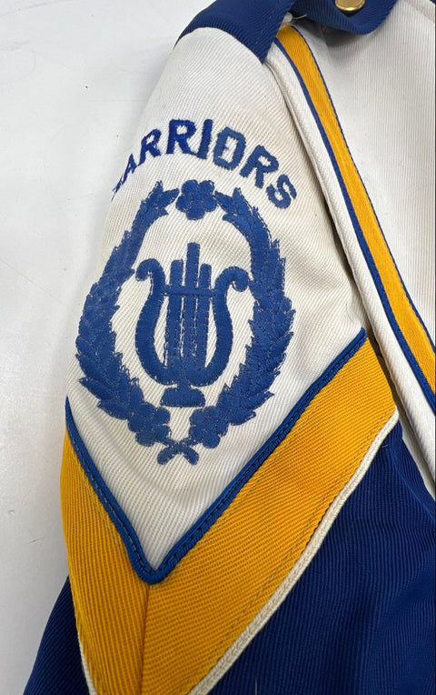 Vintage Marching Band Uniform Jacket Bib Trousers Set Blue White Gold Warriors