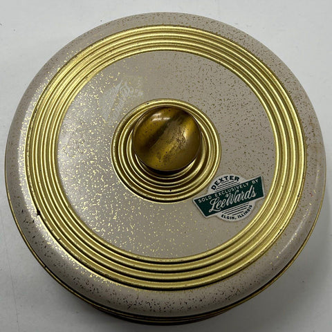 Vintage Guildcraft Dexter Round Metal Tin LeeWards Exclusive Gold Fleck Cream