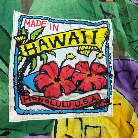 Vintage 90s Made In Hawaii Pineapple Print Honolulu Aloha Shirt Sz XL