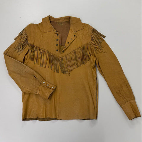 Vintage 70s Taylors of California Leather Fringe Western Pullover Talon Zip