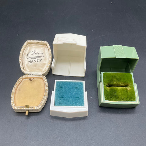 Vintage Jewelry Box Lot of 8 Ring Pendant Cases Leather Plastic Kreisler French
