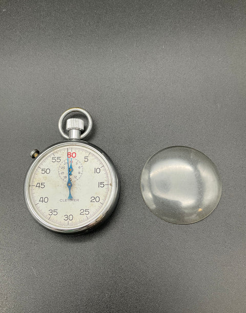 Vintage Cletimer Mechanical Stopwatch Swiss Made Tested Working Loose Crystal