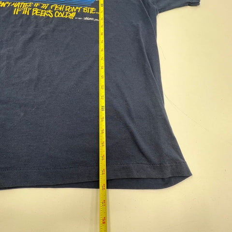 Vintage 1991 Funny Fishing Beer Rule T-Shirt Single Stitch Screen Stars Sz XXL