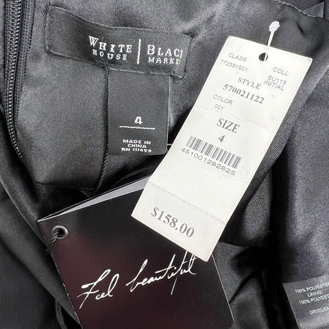 White House Black Market Halter Neck Faux Leather Trim Chiffon Dress NWT Sz 4