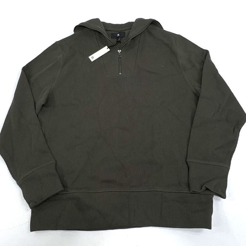 Banana Republic NWT Lione Olive Green Ribbed Cotton 1/4 Zip Sweater Men's L