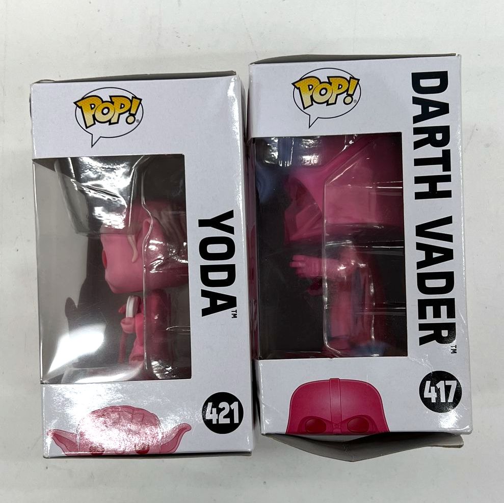 Funko Pop Star Wars Valentines Lot 2 Darth Vader #417 Yoda #421 Damaged Box