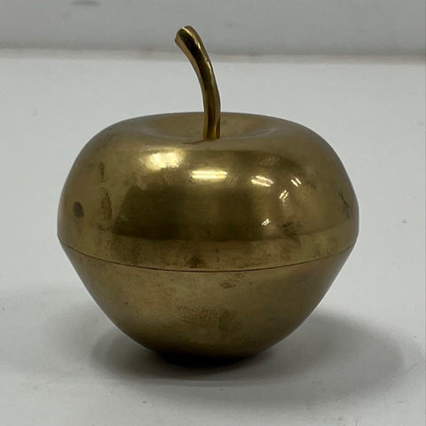 Vintage Brass Apple Trinket Box 2 Piece Decorative Container Hollywood Regency