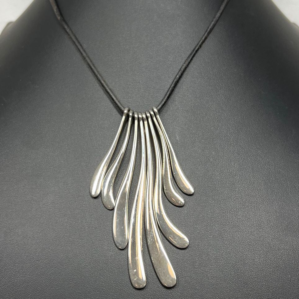 Chico's Silver Tone Dangling Pendant on Cord Necklace