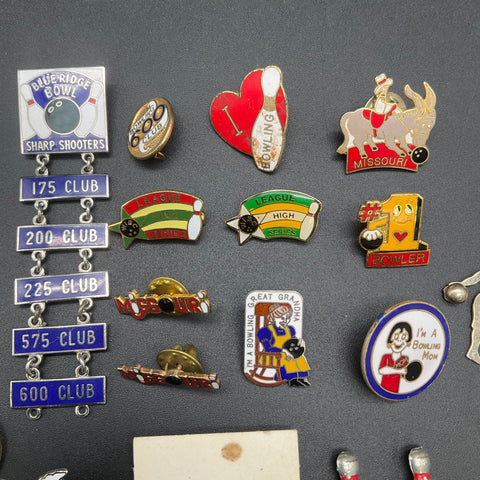 Vintage Bowling Jewelry Lot 22 Pcs Pins Bracelets Ranch Bowl Omaha NE Missouri
