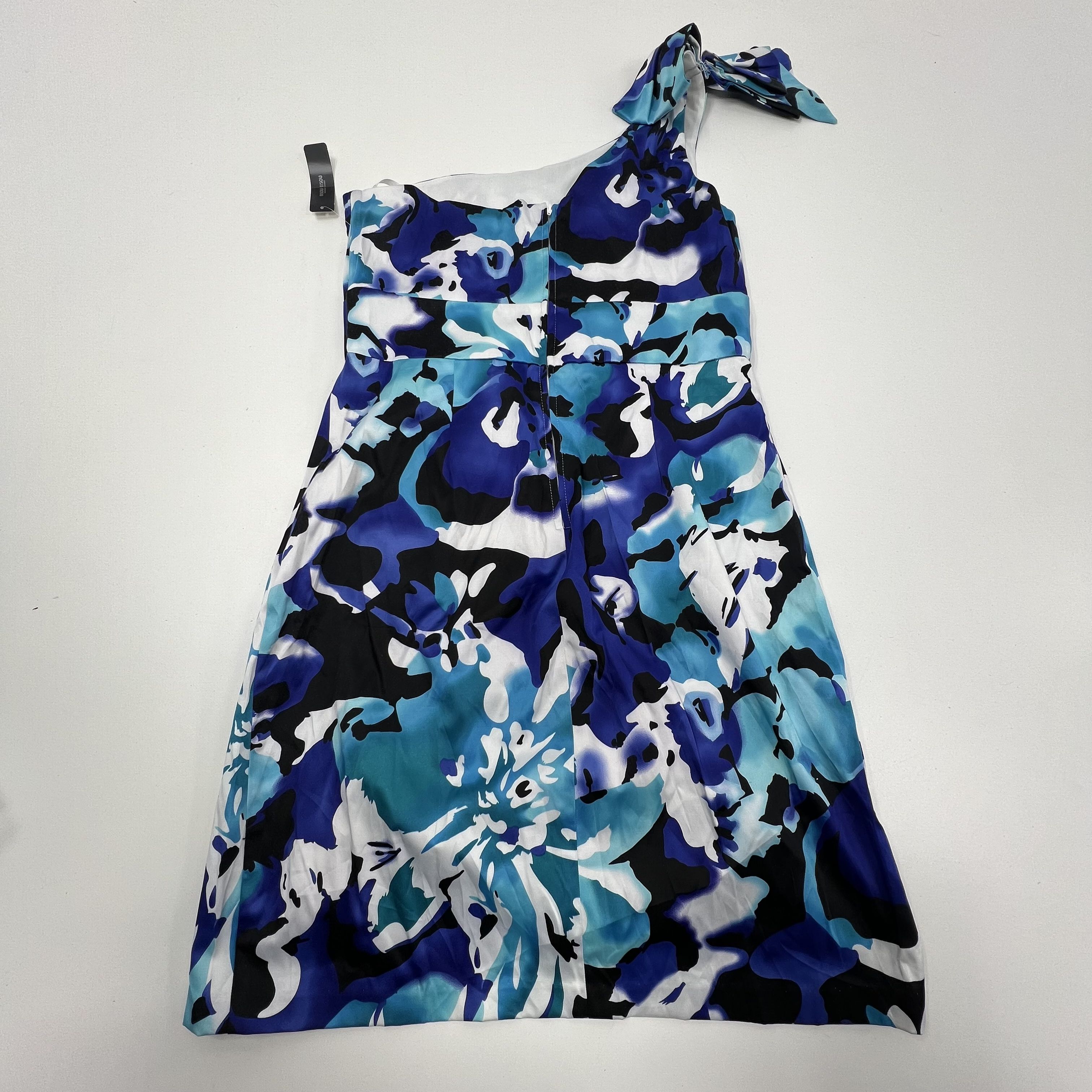 NWT Bisou Bisou One Shoulder Blue Abstract Cocktail Dress Women 16 $70