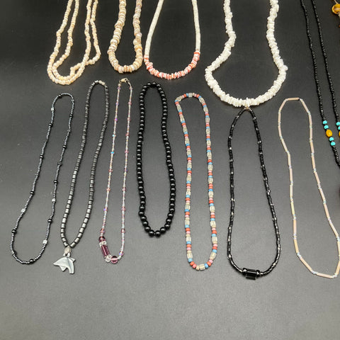 Vintage to Modern Costume Jewelry Lot of 15 Necklaces Shell Beaded Pendant