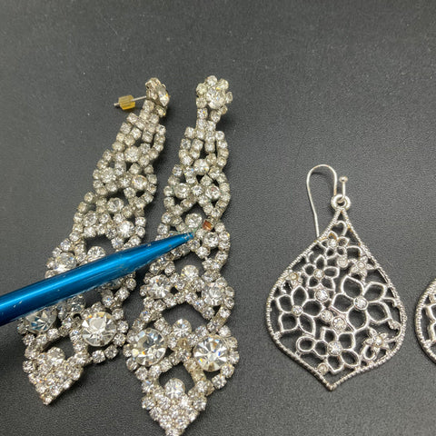 Vintage and Modern Silver Tone Jewelry Earring Lot 25 Pairs Hoops Dangles