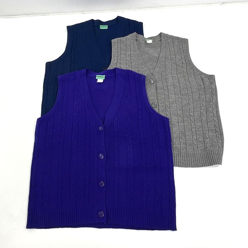Women's Sara Morgan Knit Acrylic Sweater Vest Lot Grey Blue Purple - Size Large