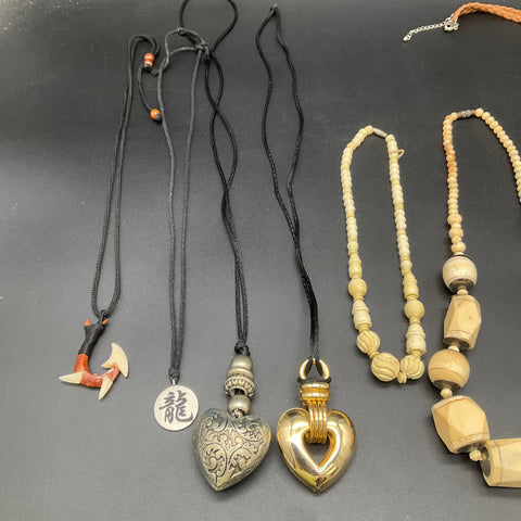 Chico's Boho Statement Jewelry Lot of 8 Necklaces Pendants Gold Silver Tone