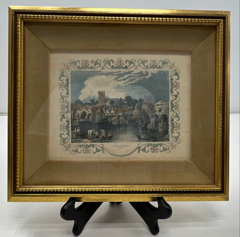 William Tombleson Pair Hand Colored Steel Engravings Hampton Court & Aylesford