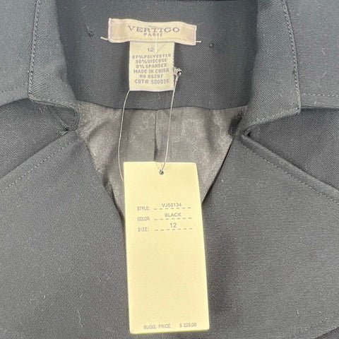 Vertigo Paris Women's Black Belted Trench Coat Jacket NWT Size 12