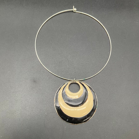Modernist Celtic Costume Jewelry Lot 5 Necklaces Rhinestone Enamel Fused Glass