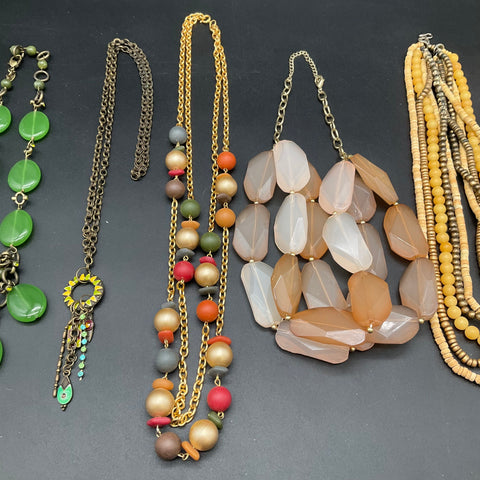 Vintage & Modern Boho Necklaces Jewelry Lot of 7 Beaded Glass Artisan Styles
