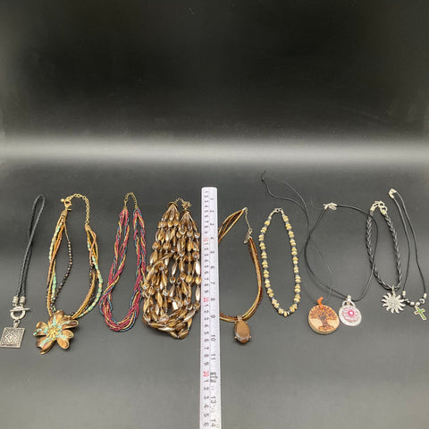 Boho Beaded and Cord Pendant Fashion Jewelry Lot of 11 Eclectic Necklaces