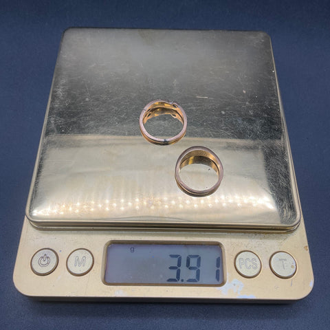 2 Vintage 10K Gold Filled Rings Size 4.75 & 6.25 Tapered Band Stone Lot