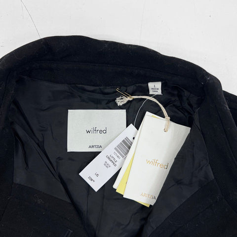 Wilfred Women's Little Cropped Jacket Black Noir Button Front Sz L NWT