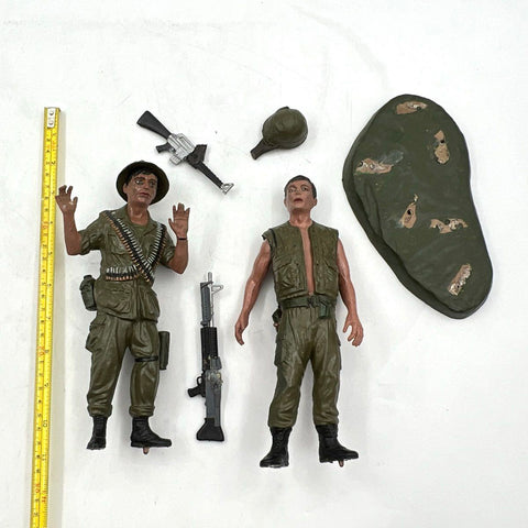Vintage Army Military Action Figure Lot 2 Figures Accessories Vietnam Era Style