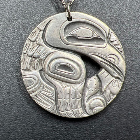 Frederick Pewter Canada Raven Bird Pendant Necklace