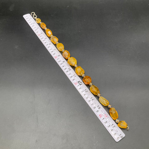 Yellow Stone Necklace & Clear Block Bead Bracelet Costume Jewelry Lot 2pc