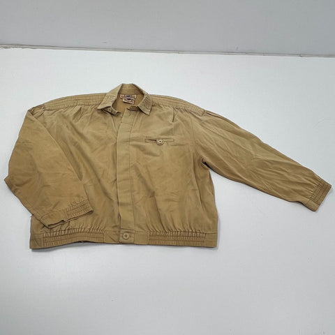 Vintage 80s Bis Gene Ewing Khaki Cotton Dolman Sleeve Bomber Jacket Womens S