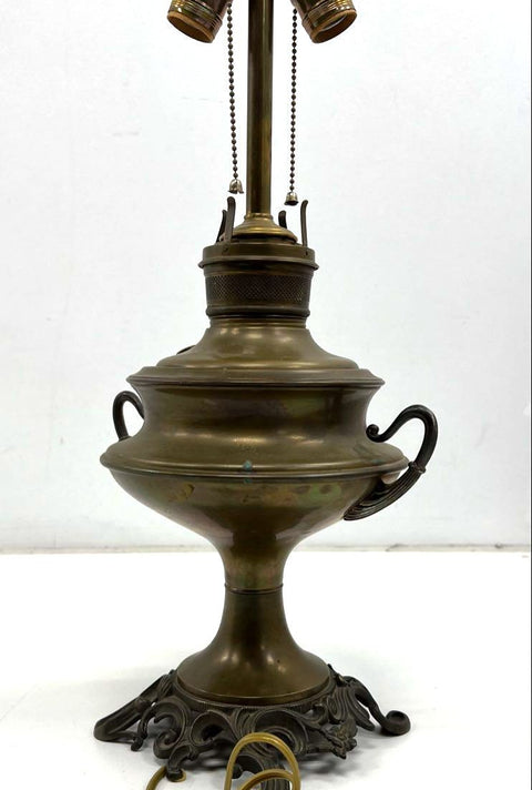 Vintage Hollywood Regency Rococo Revival Brass Urn Table Lamp 3-Light