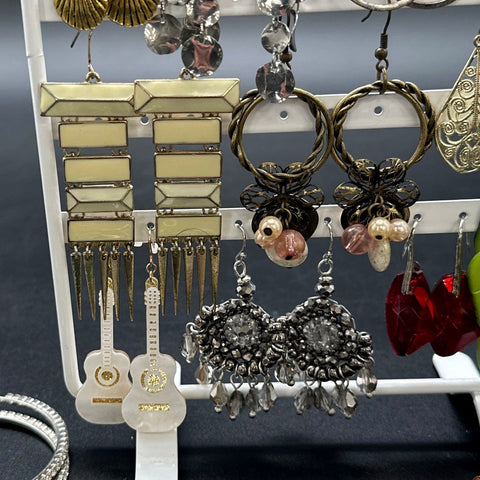 Wearable Jewelry Lot 35+ Pairs Earrings Hoops Dangles Studs Boho Retro Styles