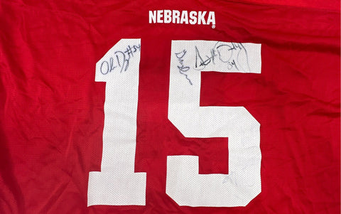 NCAA Nebraska Huskers Football Jersey #15 Autographed Signed Size L Red Vintage