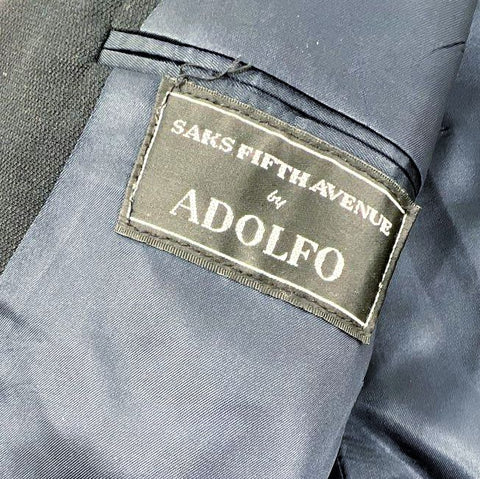 Vintage Saks Fifth Avenue by Adolfo Men's Black 2-Button Suit Coat Blazer USA