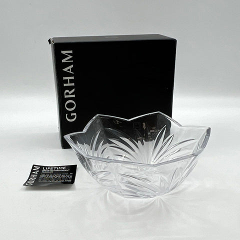 Gorham Elena Crystal Small Bowl 8.5 Inch Round Made in Japan with Original Box