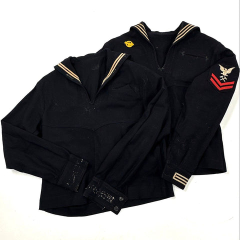 Vintage 1940s US Navy WWII Wool Sailor Jumpers Ruptured Duck Bullock Lot 2 Sz S