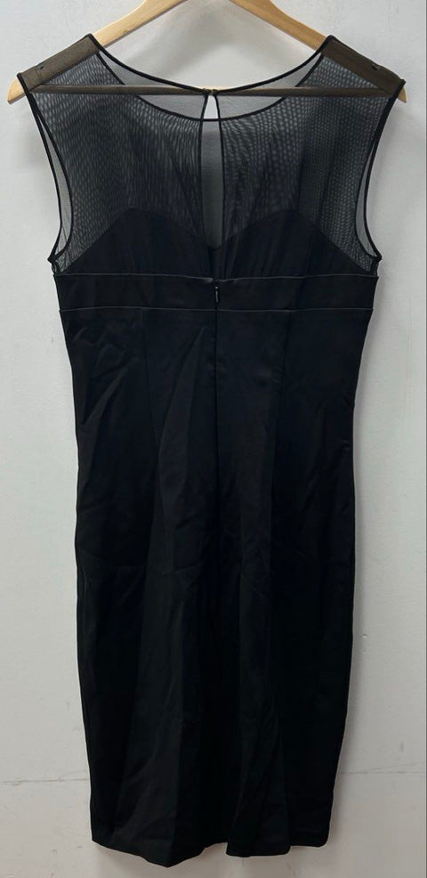 Cache Women's Black Ruched Mesh Yoke Sleeveless Dress Sz 8 NWT