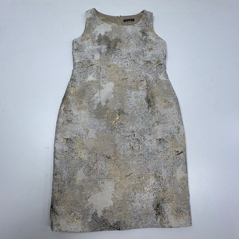 Albert Nipon Women's Dress Jacket Set Gold Metallic Brocade Sheath Size 10