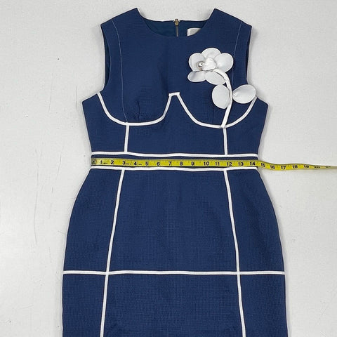 Karat Boutique Women's Navy Blue White Floral Applique Sheath Dress Size L