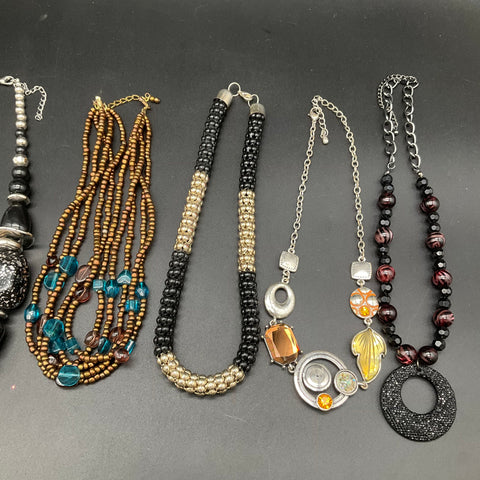 Costume Necklace Lot of 7 Beaded Multi-Strand Statement Collar Chain Fashion
