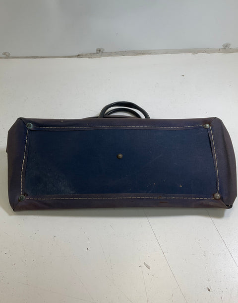 Vintage Holland-America Line Tourist Class Travel Bag Canvas Mid Century Luggage